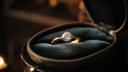 Diamond Ring in a Velvet Box