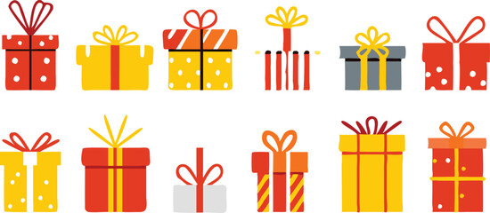 Vector illustration of various holiday gift boxes