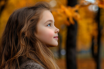 Fototapeta premium Amazing wonderful autumn season, people admiring golden fall colors outdoors, Generative AI