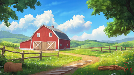 Obraz premium Red Barn Countryside.