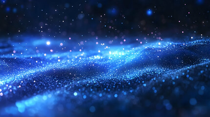 Abstract Blue Particles Background with Waving Motion