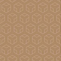 An Abstract Seamless Brown and White hexagon Chinese pattern Vector. Geometric ethnic oriental traditional art pattern. Design for background, wallpaper, flooring,  wrapping, fabric and textile print.