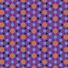 An Abstract Purple and mustard seamless patchwork pattern Vector. Hexagon Persian pattern motifs. Hexagonal ceramic tile. Design for fashion, textile, flooring, wallpaper, cover, web and all print.