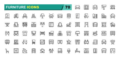 Furniture icon set. Line icon for home and furnishing. Vector illustration.