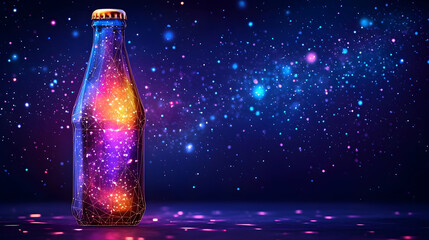 Glowing Bottle Animation with Nebula Background Effect