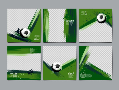 soccer banner set ,  Brush texture grunge, football cup, illustration vector