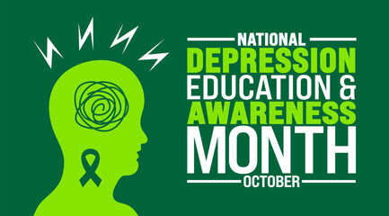 National Depression Education and Awareness Month background or banner design template is observed every year in October. Holiday concept. Template for card, poster, placard, template. eps 10