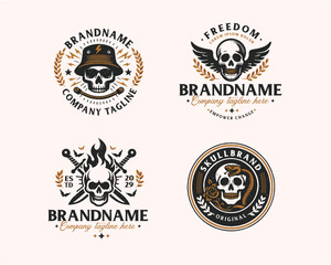 Obraz premium Set bundle vintage skull gangster tattoo for business company