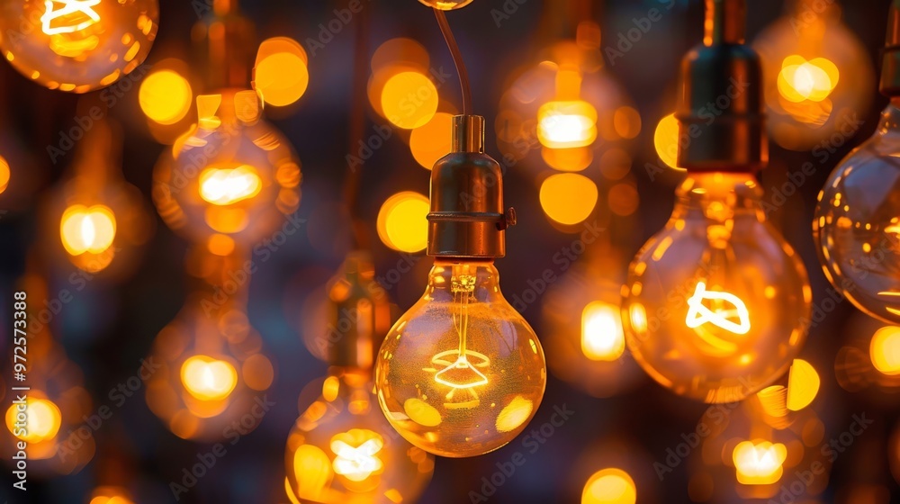 Aufkleber a visually striking arrangement of numerous bright light bulbs, creating a radiant and cheerful desi