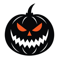Halloween jack o lantern silhouette white back.