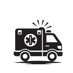 Vector design of ambulance. Ambulance black vector silhouette. Ambulance logo, icon.