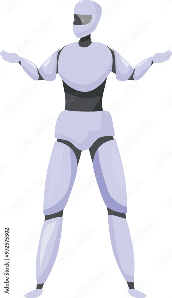 Poster humanoid robot standing with open arms, showcasing advanced robotics and artificial intelligence