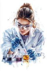 scientist looking at a tube