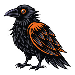Halloween raven line art white background1.