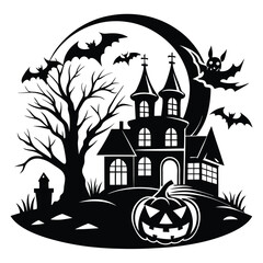 Halloween silhouette vector art.