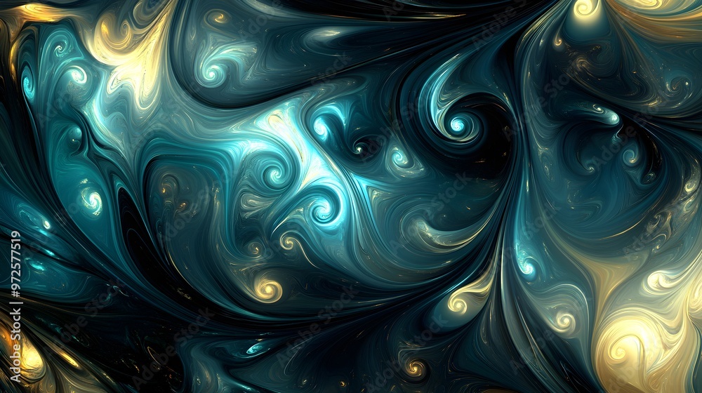 Canvas Prints abstract swirling pattern in blue and gold