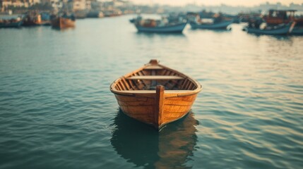 Obraz premium Vibrant Coastal Harbor: A Detailed Snapshot of Wooden Boats and Fishermen in Action