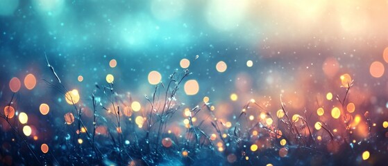 Cool-toned bokeh lights blending into an abstract background with organic shapes and a dreamy, serene ambiance creating a tranquil visual experience