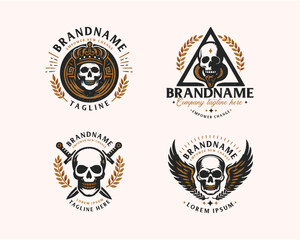 Naklejka premium Set bundle vintage skull gangster tattoo for business company