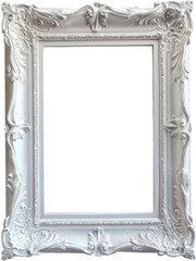 isolated white image frame empty antique ornaments with transparent background 1