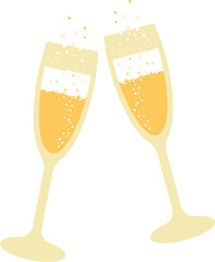 Two glasses of white champagne. Vector illustration with transparent background.