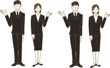 案内をするスーツ姿の男女