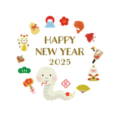 巳年のHAPPY NEW YEARイラスト