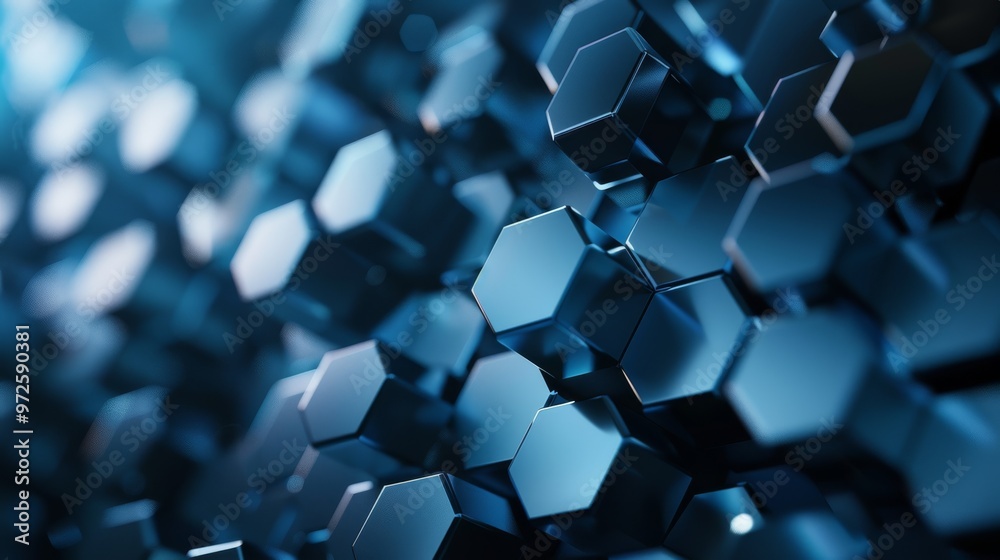 Aufkleber an abstract tech wallpaper featuring an intricate arrangement of various 3d shapes such as hexagons,