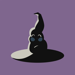 Witch hat moon in flat style. Witch hat clipart