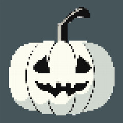 Obraz premium Pixel art gray pumpkin with carved face