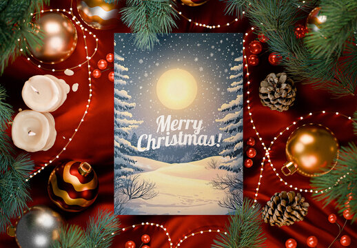 Chistmas Card on Silk Mockup