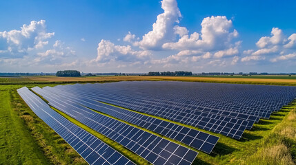 Solar panels lining up to harness sunlight and generate clean energy, promoting sustainability for the future