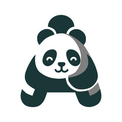 a green and white panda logo with a green face.