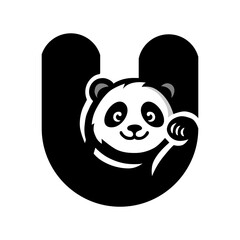 a panda with a large w in the letter U