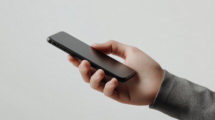 Holding a Smartphone with a Grey Sleeve, Modern Technology in Hand