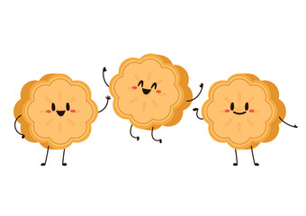 Moon cake character. Moon cake, traditional Chinese round pastry eaten during Mid Autumn Festival.