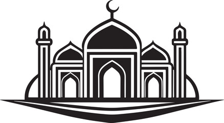 Islamic mosque logo silhouette vector.