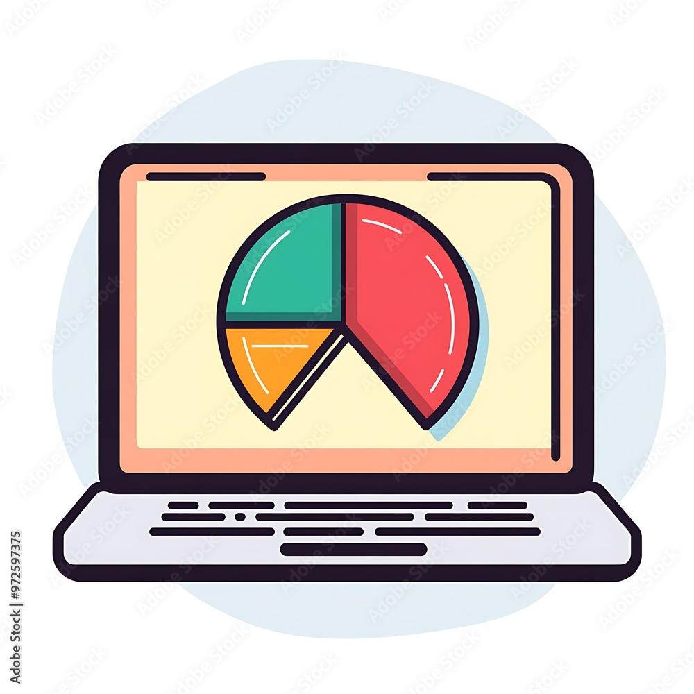 Poster laptop screen displaying a pie chart