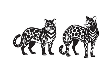 Ocelot  silhouette vector illustration, Ocelot  silhouette vector, Ocelot  silhouette PNG , Ocelot  silhouette