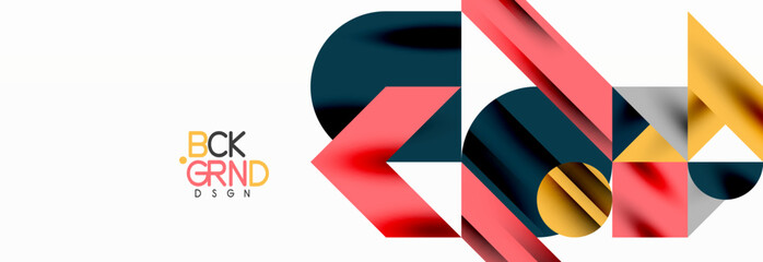 Trendy colorful circles, lines, arrows, triangles and other geometric shapes. Vector Illustration For Wallpaper, Banner, Background, Card, Book Illustration, landing page