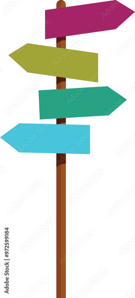 Fototapete colorful wooden signpost pointing in different directions with space for your text