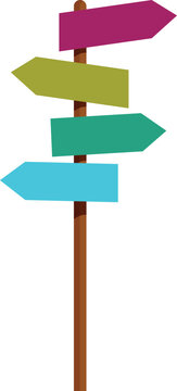 Naklejki Colorful wooden signpost pointing in different directions with space for your text