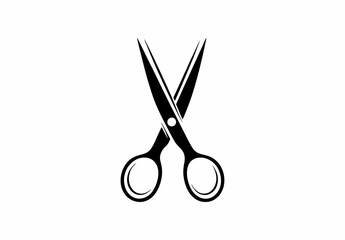 Flat design of scissors vector in black and white perfect for apps, website, logo or sign 
