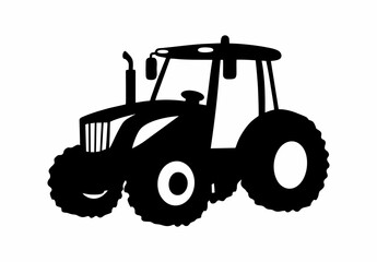 Flat design of a tractor vector in black and white perfect for apps, website, logo or sign 