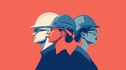 Male and Female Technician and builders and engineers and mechanics and Construction Worker People teamwork Vector illustration