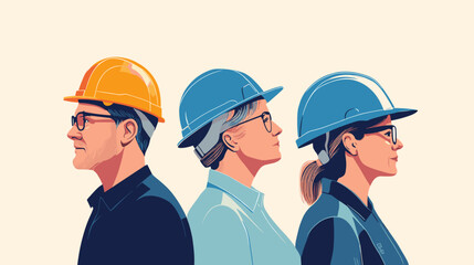 Male and Female Technician and builders and engineers and mechanics and Construction Worker People teamwork Vector illustration