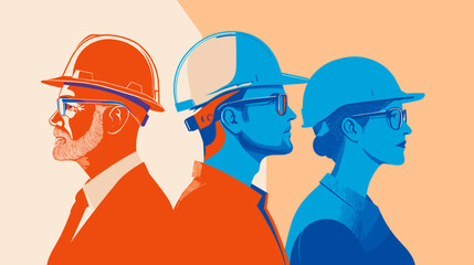 Male and Female Technician and builders and engineers and mechanics and Construction Worker People teamwork Vector illustration