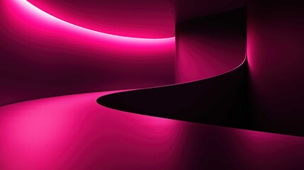 Pink premium dark scene background with led lights. Product presentation, mock up, show product, Creative podium, stage pedestal or platform