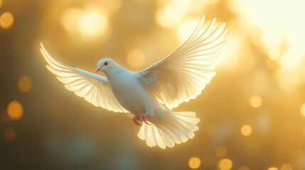 Fototapeta premium Serene Dove of Peace with Bokeh Light