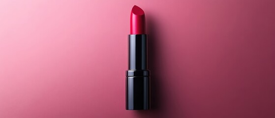 Red Lipstick on Pink Background